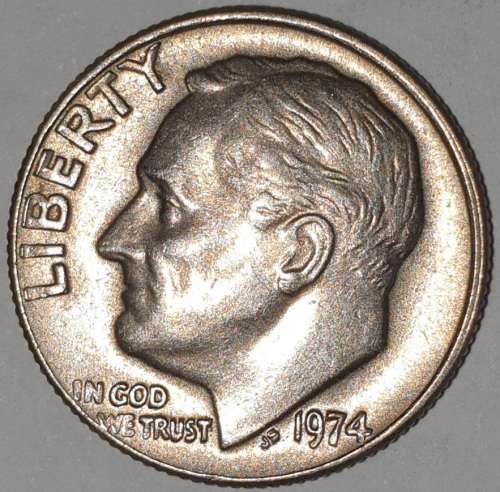 1974 - DIME - USA - `MISALIGNED DIE STRIKE` ERROR